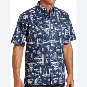 Reyn Sooner Men’s Hawaiian Print Short Sleeve Button Up Top.